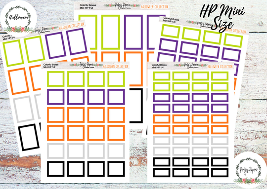 Halloween Mini Hp Vertical Colorful Planner Boxes | Functional Stickers Budget Box