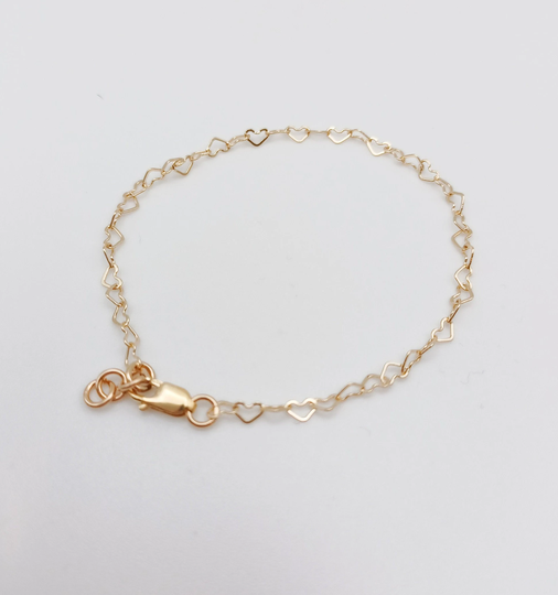 Dainty Hearts - Toddler Bracelet - Gold Filled - Infant Bracelet For Girls