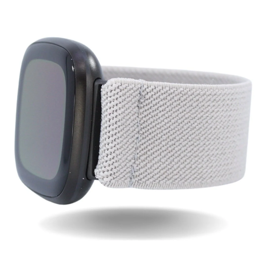 Elastic Fitbit Sense/Versa 3 Watch Band - Fits & Solid Light Grey Military Dressy Holiday Xmas Fall Gift Fit