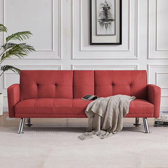 Contemporary Style Design Convertible Folding Sofa Bed with Armrest , Fabric Sleeper Sofa Couch Suitable for Home Living Room