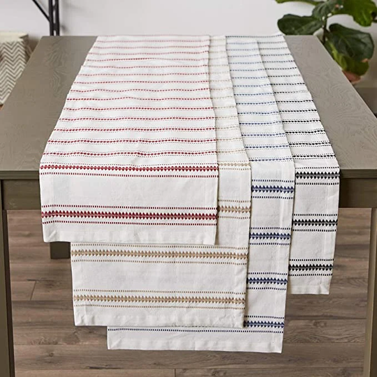 Grain Sack Table Runner - Farmhouse Coastal Decor Vintage Handmade