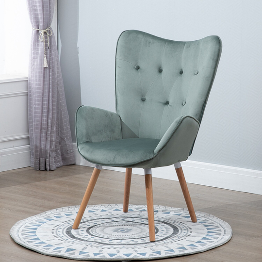 Living Room Modern Leisure Chair with Arm and Backrest Green