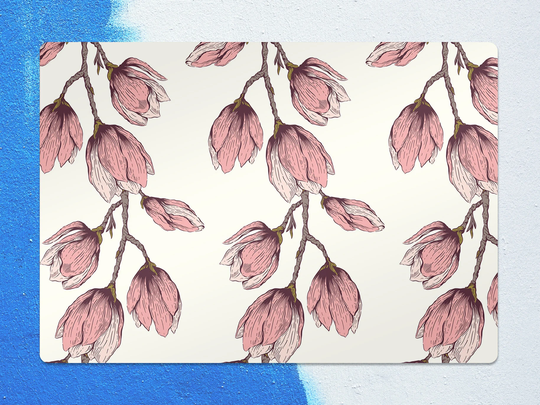 Pink Magnolias Chair Mat, White Vinyl Floor Dusky Rose Protective Floral Splat Pvc Area Rug, Kids Room Decor