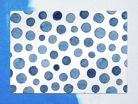 Blue Dots Chair Mat, White Splat Navy Vinyl Floor Abstract Protective Pad, Decorative Comfort Game Room Rug