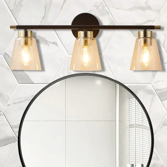 Vintage 3 / 4 Lights Bathroom Vanity Lights Rose Gold with Seeded Glass/ Wall Sconce Lighting