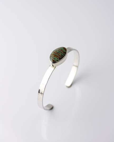Banded Jasper Sterling Silver Cuff Bracelet | Minimalist Fits 6 To 6.5 Inch Wrists