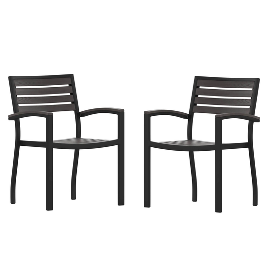Flash Furniture Lark Set of 2 Black Aluminum Patio Chairs - 22.5"Wx20.75"Dx33.75"H