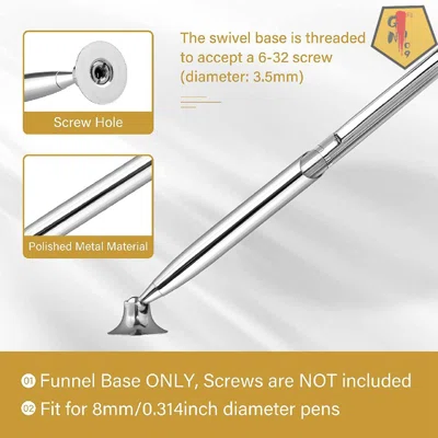 6 Pieces Desk Pen Funnel Base Metal Desktop Pen Pencil Holder Stand Set For Home Office Hotel