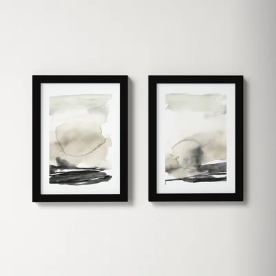 Ebony Horizon Triptych - set of 2 by Jennifer Goldberger Framed Wall Art Prints
