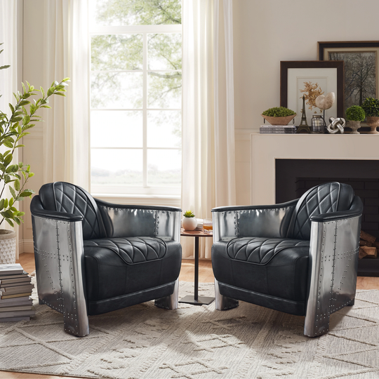 Mid-century Modern Top Grain Leather Accent Chair