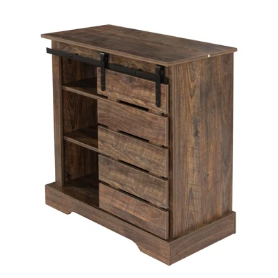 Buffet Sideboard With Sliding Barn Door And Shelves