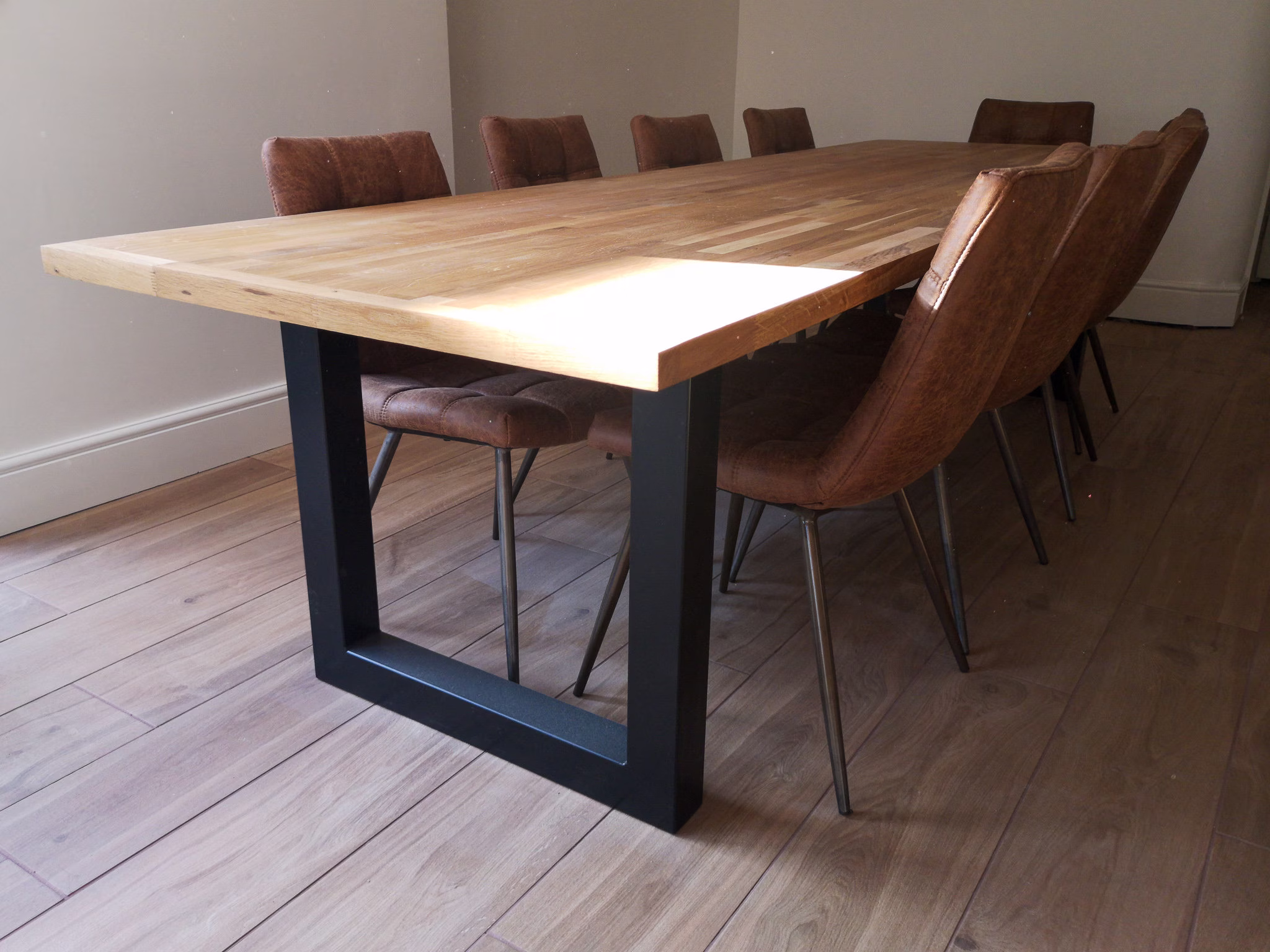 Wide Modern Metal Dining Table Legs 28" Tall Rectangle-Shape. Steel For Wide Top. Industrial Base Large Table