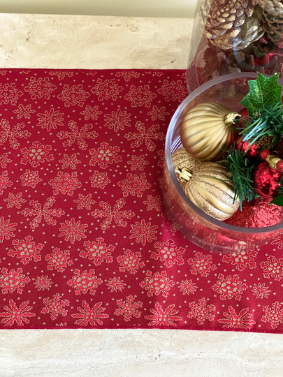 Brocade Christmas Snowflakes Table Runner Home Décor/Holidays Winter Events Birthday Display Dresser Coffee & Side