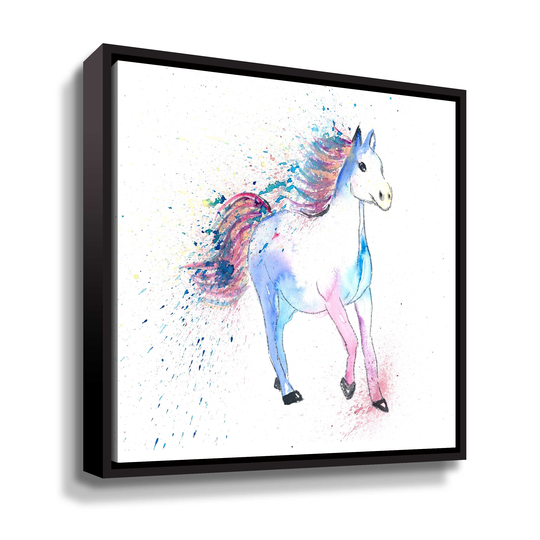 The Colorful Running Sparkling Horse Gallery Wrapped Floater-framed Canvas
