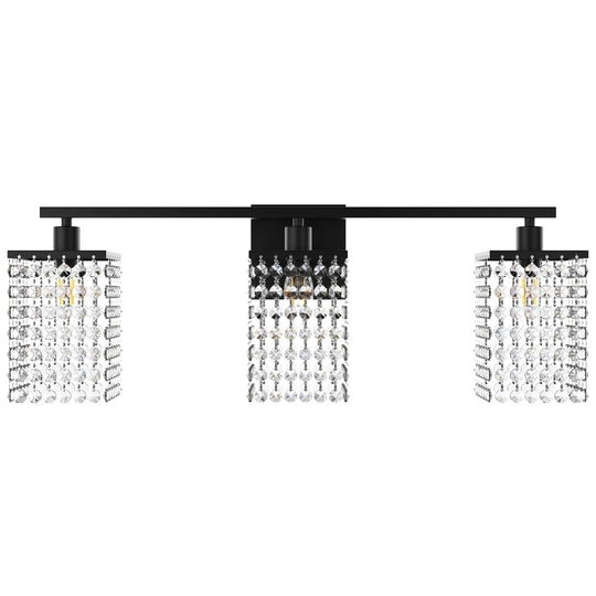 Modern Black Bathroom Vanity Light With Crystal Design