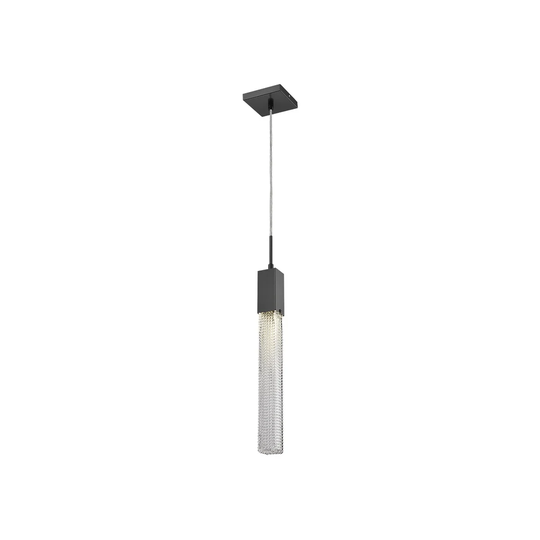 Avenue Lighting Boa Collection dark bronze steel and rock-studded glass pendant. - 5