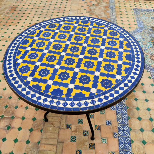 Moroccan Mosaic Table, Tiles Table, Round Dinner Garden Handmade Home Decor, Furniture