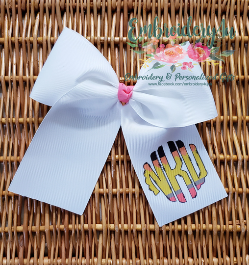 Monogrammed School Hairbow|Monogrammed Pencil Hairbow|Personalized Hairbow|Boutique Hairbow|Sublimated Hairbow