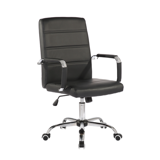 Porthos Home Luca Swivel Office Chair, PU Leather With Chrome Base