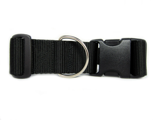 Nylon Dog Collar, 1.5 Inch Wide, 14 Color Choices, Black, Blue, Orange, White, Red, Brown, Green, Tan, Grey, Silver, Pink, Navy, Raspberry