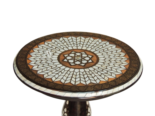 Luxury Coffee Table, Mother Of Pearl Inlaid Inlay Round Coffe Farmhouse, Fathers Day Gift