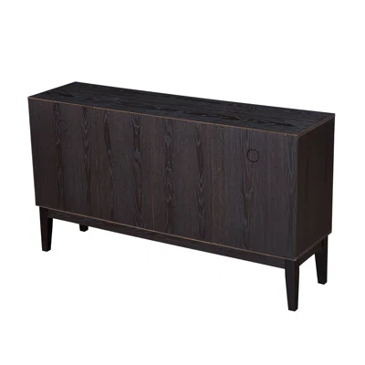 Angham Sideboard With Tempered Glass Door And Solid Wood Legs