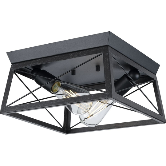 Briarwood Collection 2-Light Cerused Black Flush Mount Ceiling Light - 12 in x 12 in x 6 in
