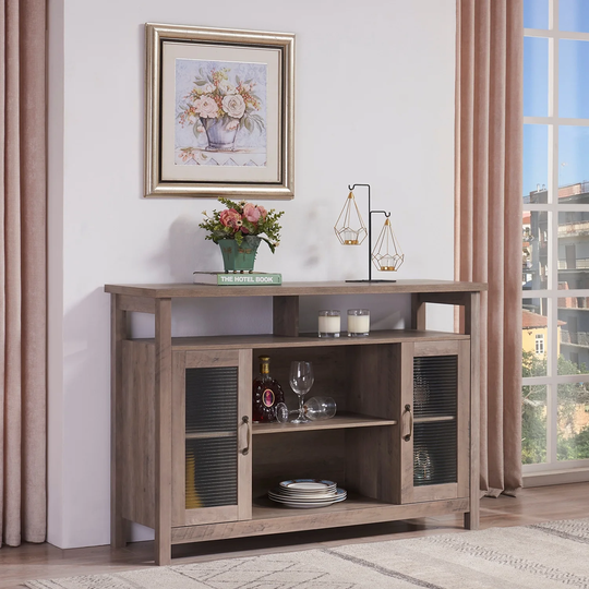 Vintage Elegant Sideboard, TV Console Table, Gray Wash