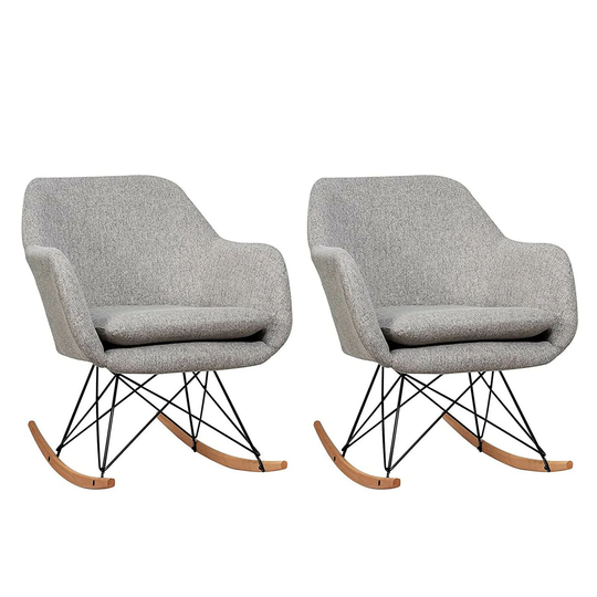 Gymax Set of 2 Accent Rocking Chair Upholstered Rocking Arm Chair w/ - See Details