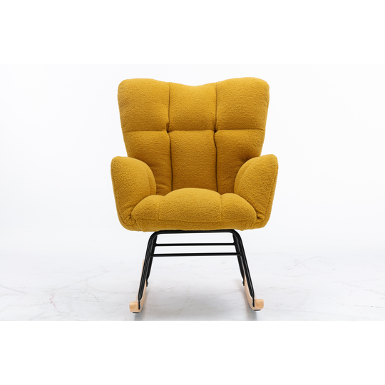 Mid Century Modern Teddy Fabric Rocking Chair for Living Room Bedroom