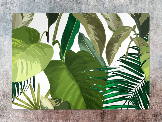 Nice Tropical Leaves Chair Mat, Green Vinyl Floor White Protective Exotic Splat Decorative Comfort Mat