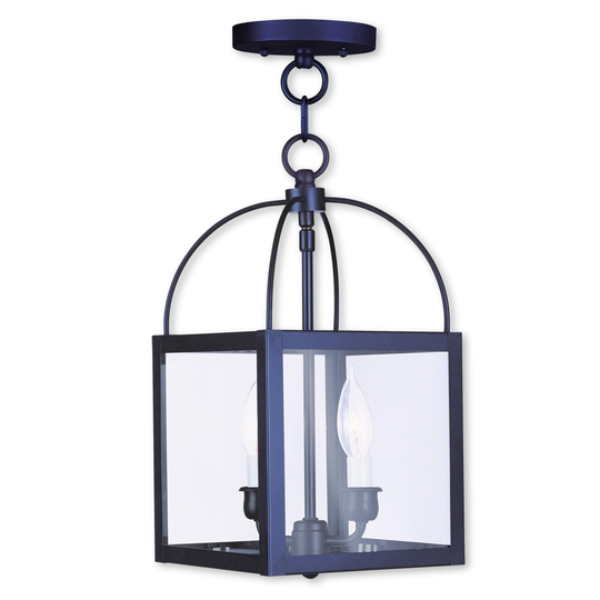 Livex Lighting Milford Blue Steel 2-light Convertible Chain Hang/Ceiling Mount