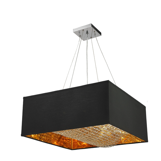 Ritz 8-Light Matte Gold finish with Black Shade Pendant Light 24 in. L x 24 in. W x 12 in. H Large - Large Pendant