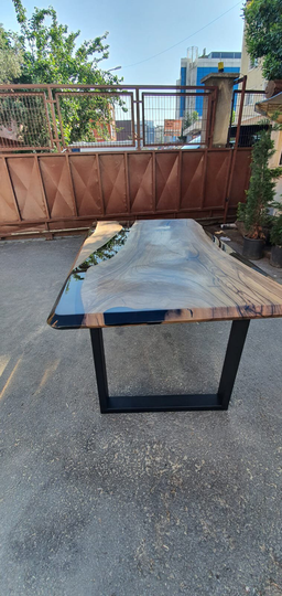 Handmade Epoxy Table, River Custom 60" X 36" Walnut Smoke Gray Order For Rebecca M