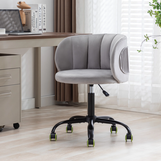 Velvet Leisure Desk Chair with Pulley for Office