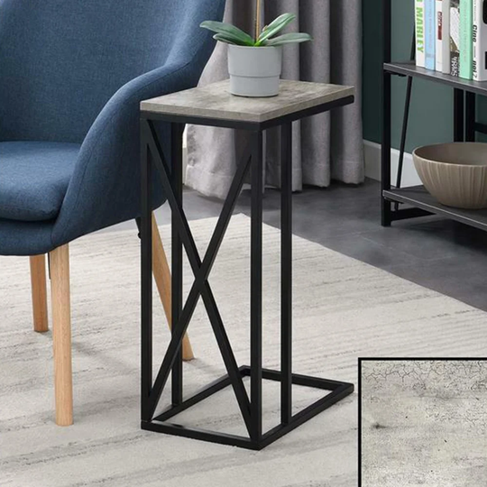 Convenience Concepts End Table in Gray Wood Finish X Metal Frame - 54 x 84