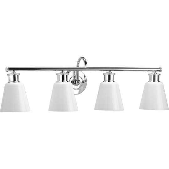 Ashford Collection 4-Light Polished Chrome Opal Glass Farmhouse Bath Vanity Light