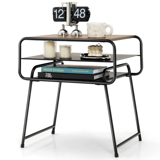 Gymax 3-tier Side End Sofa Display Table Compact Nightstand for