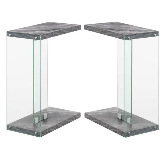 End Table in Gray Faux Marble Wood Finish - Set of 2 - 54 x 84