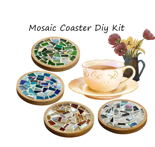 Mosaic Coaster Diy Kit, Stained Glass Diy, Crafts Kit For Adults Kid, Team Kit, Custom Initials Coaster, Diy Gift Mom