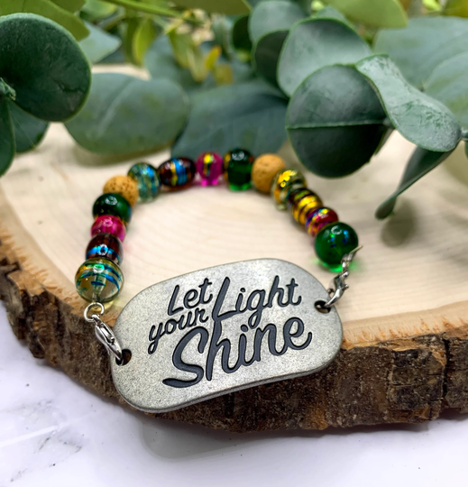 Handmade Beaded Bracelet - Let Your Light Shine, Essential Oil Diffuser Jewelry