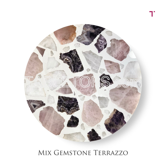 Mix Gemstone Table Top Semi Precious Stone Slab, Kitchen Counter-Top, Living Room Tabletop, Surface, Cladding, Patios Healing Tops