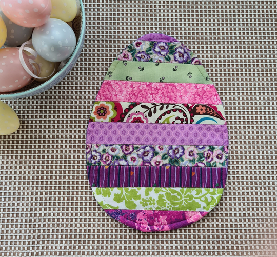 Easter Table Decor. Coffee Cup Coaster. Egg. Quilted Mug Rug. Friend Gift. Teacher Mug Rug Drinks Holiday Decor