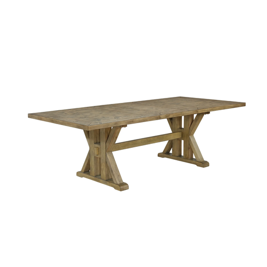 Best Quality Furniture Rustic Dining Table w/Center 24-Inch Leaf - Oak - 72"-96''