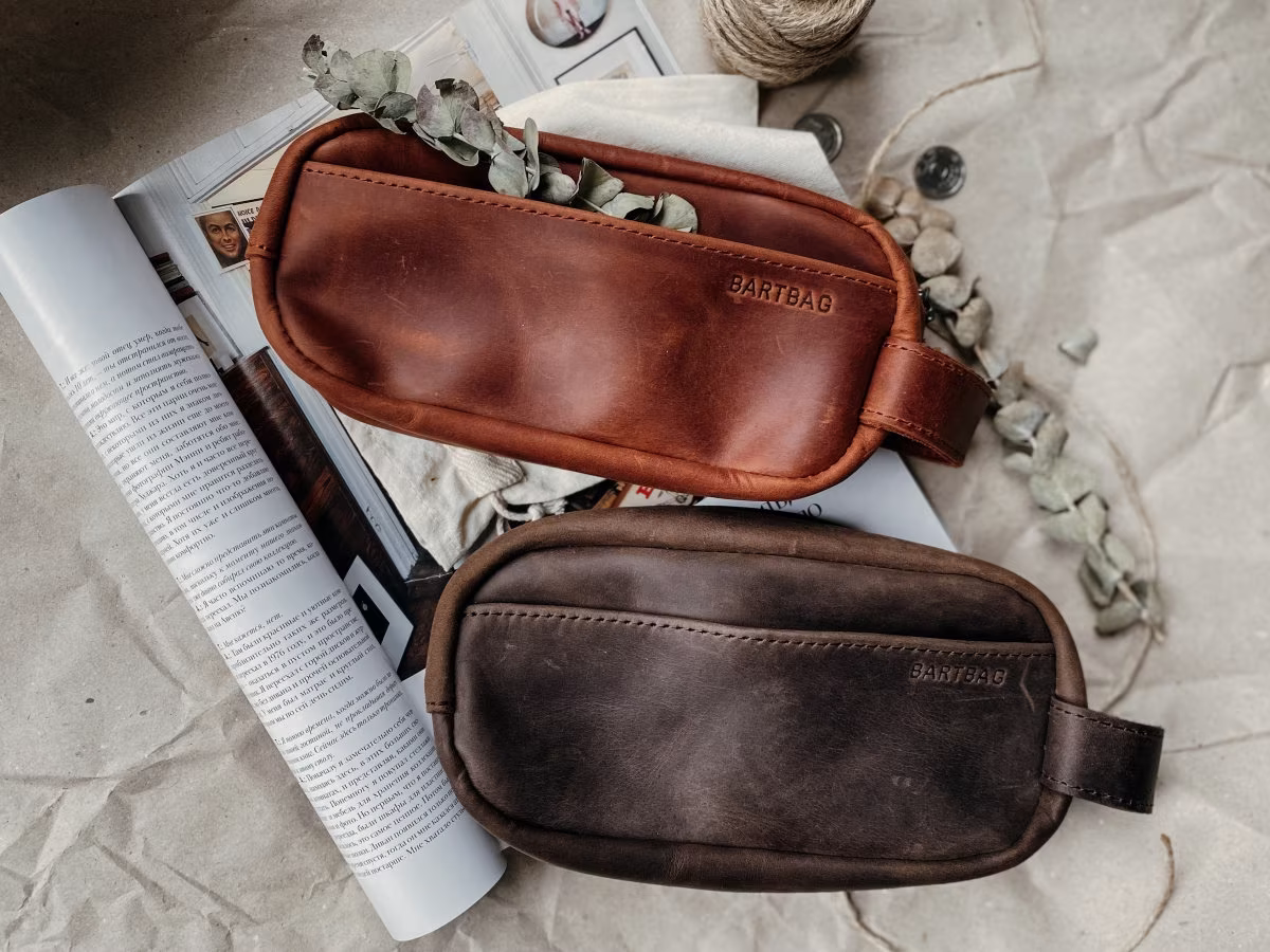 Personalized Pencil Case Leather Dopp Kit Monogrammed Leather Makeup Bag Makeup Personalized Monogram