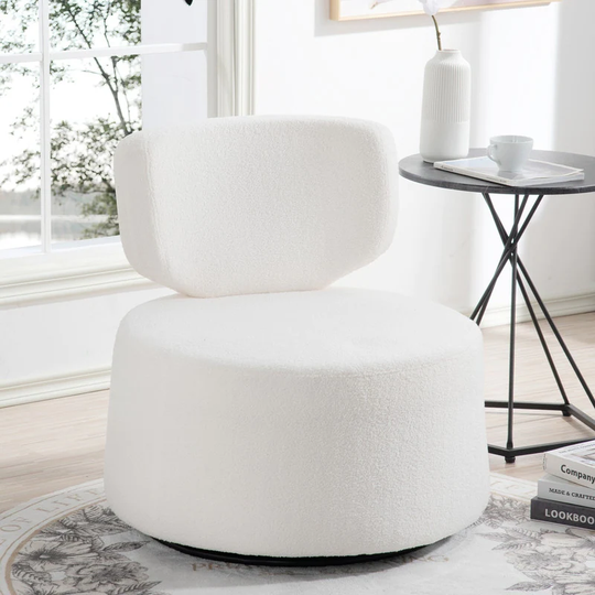 Swivel Chair with Ergonomic Curved Backrest, Upholstered