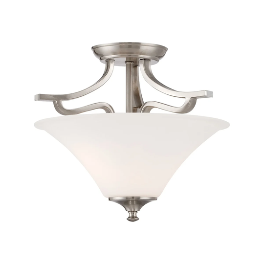 Treme 2-Light Semi Flush Mount Ceiling Lamp in Brushed Nickel
