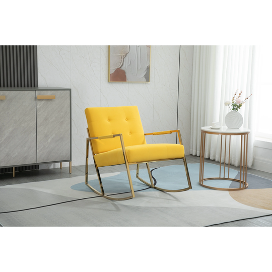 Rocking Chair, Accent Chair with Stainless Steel Feet, Relaxing Modern Leisure Armchair for Living Room, Bedroom, Balcony