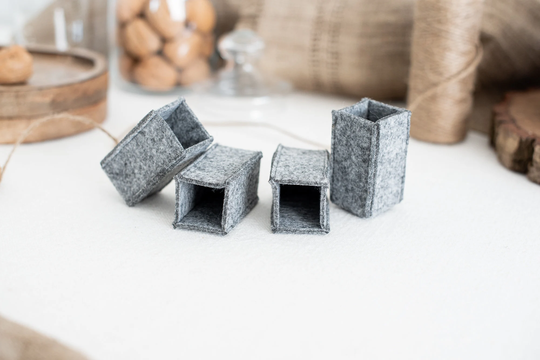 3 cm/1.18 in Gray Felt Chair Leg Covers For Floor Protection With Double Bottom Kitchen, Dining Room, Kids Room
