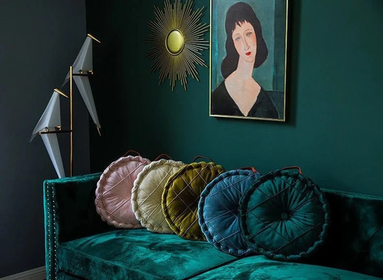 Round Velvet Sofa Cushion, Luxury Pouf, Tatami Thick Floor Seat Decorative Throw Pillow, Baroque Home Decor